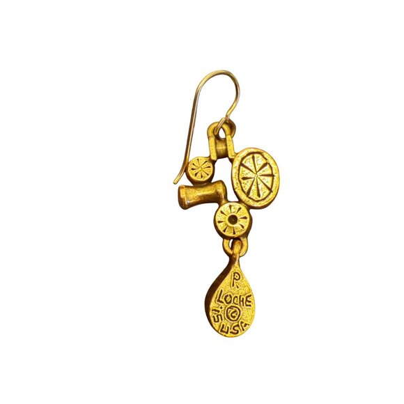 Rare Patricia Locke Geometric Crystal Handmade Gold Toned USA Earrings - Picture 4 of 4